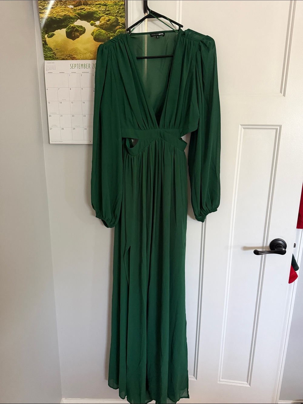 Fashion Nova Deep Emerald Long Sleeve Maxi Dress